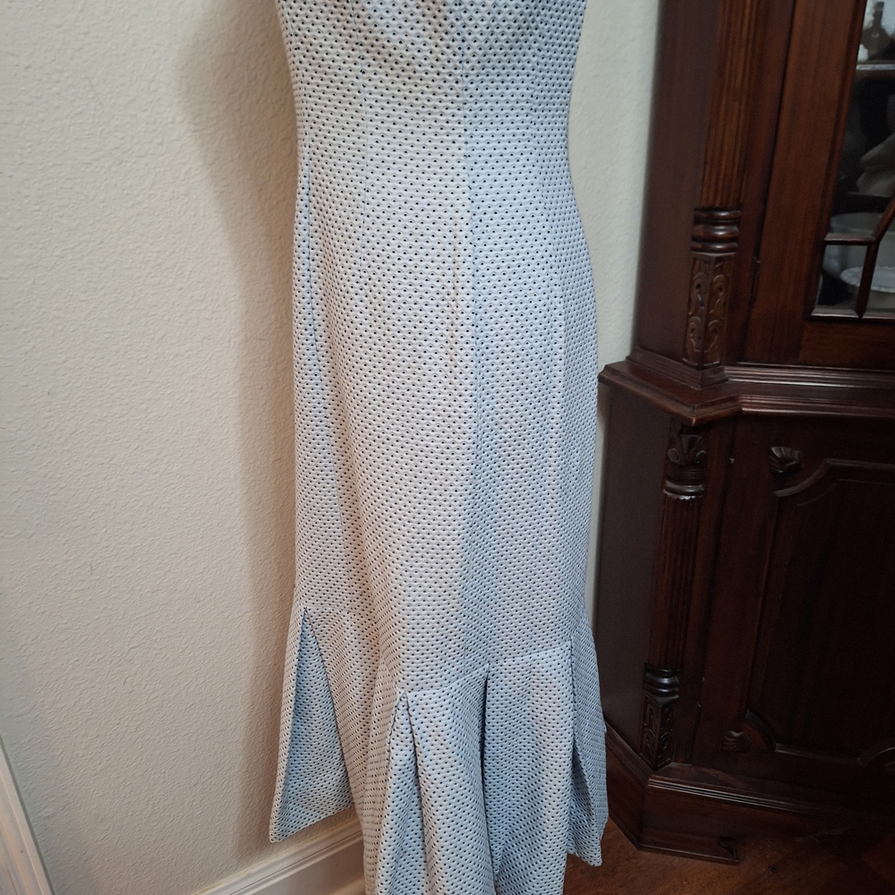 Vintage Light Blue Sleeveless Midi Dress with Ruffle Hem Sz M - Picture 5 of 11